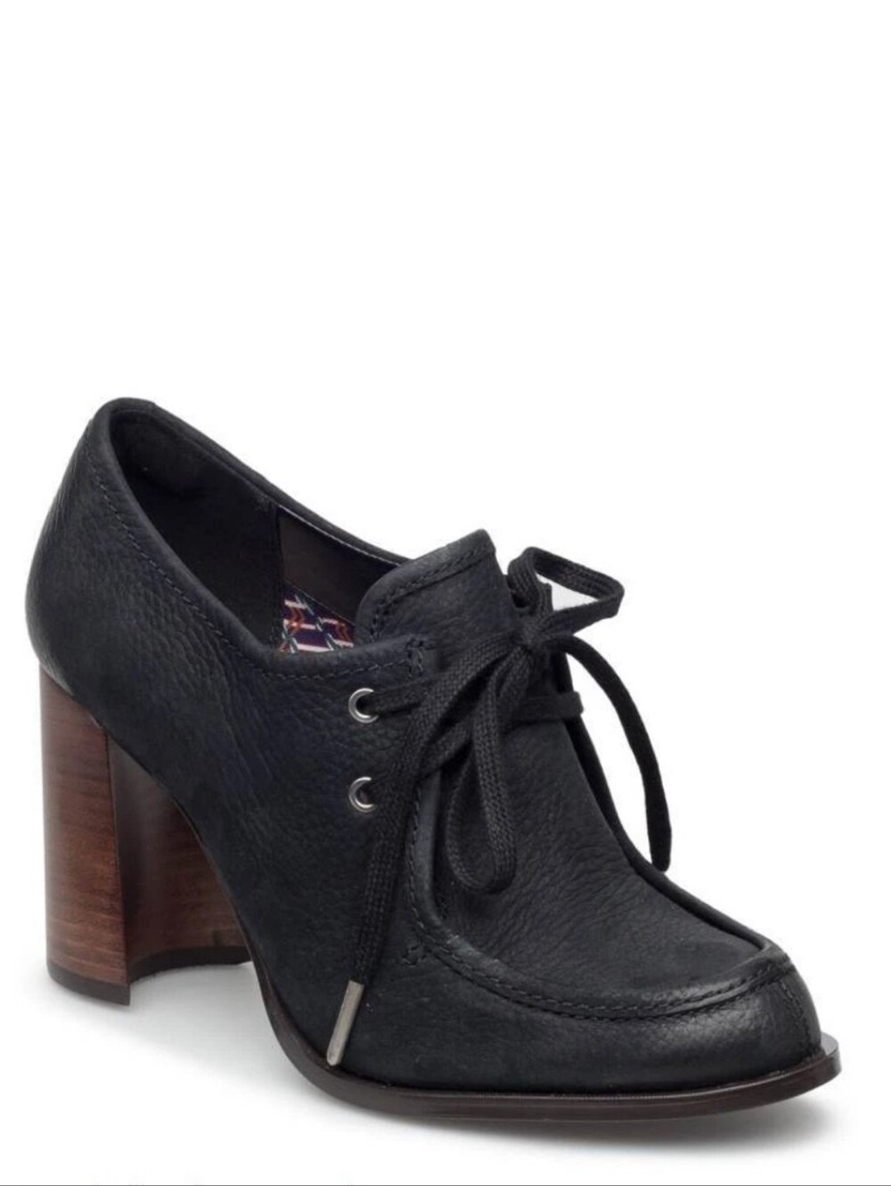 Clarks V&A Cass Day Court Block Heel Shoes Heeled Loafer Lace Up Dark Gray 6